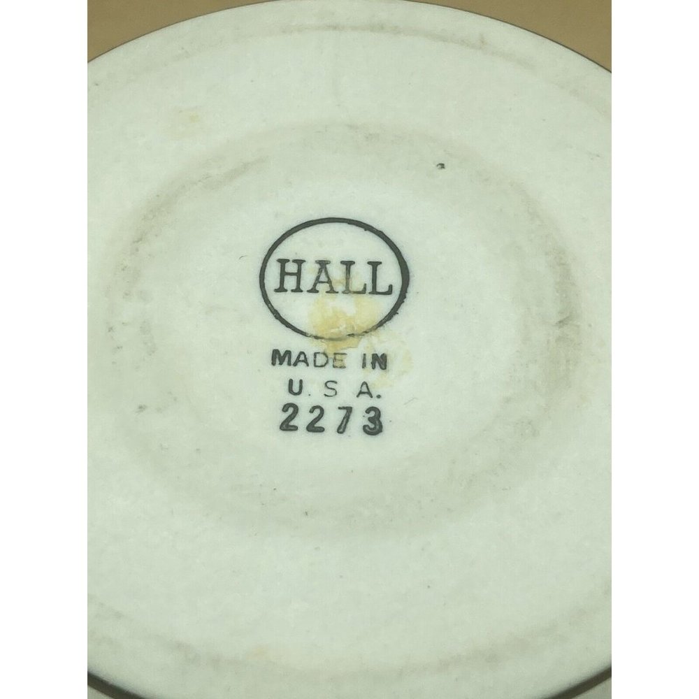Vintage Hall China Pedestal White Mug Restaurant Ware Black Footed - Picture 10 of 12